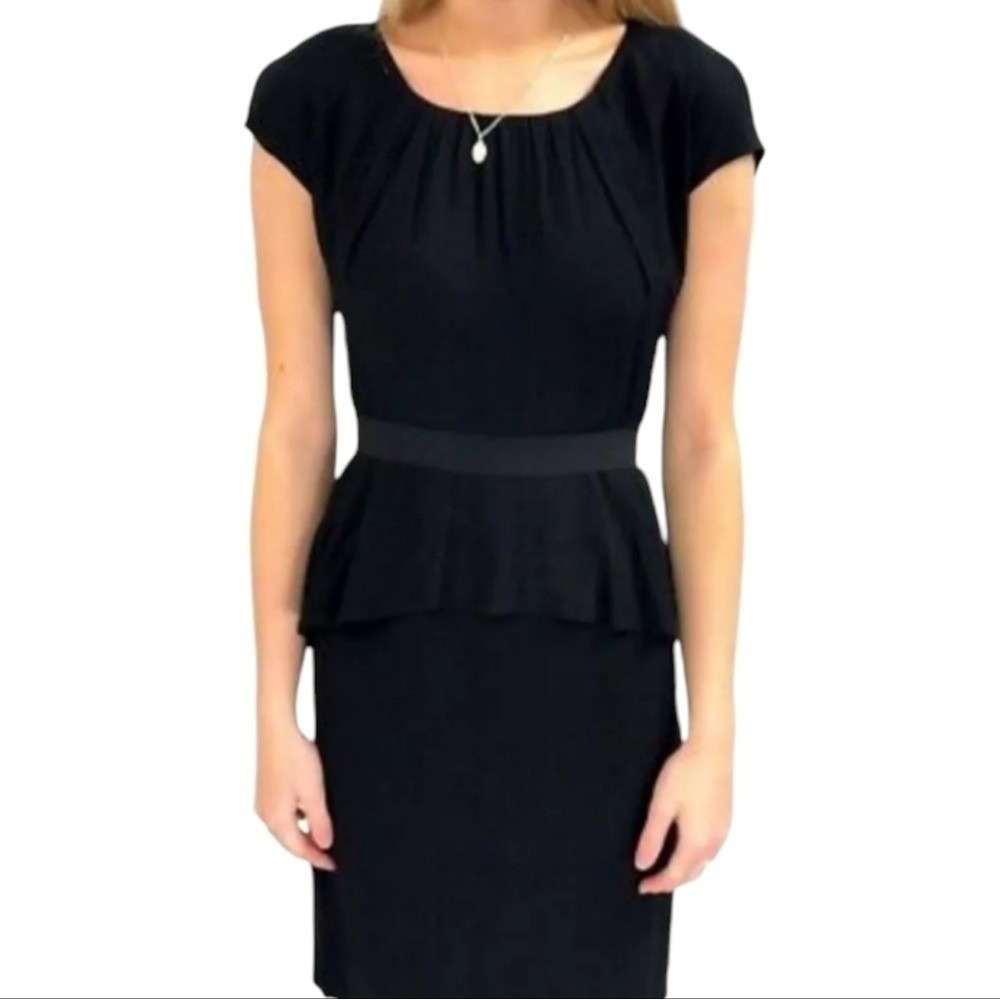 Moulinette Soeurs Anthropologie Black Peplum Dress Size 16‎